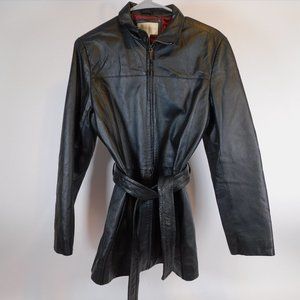 Worthington Black Leather Coat M CL3069 0220